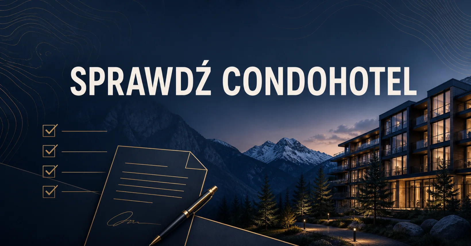 Lista dokumentów i nowoczesny condohotel w górach przed analizą inwestycyjną